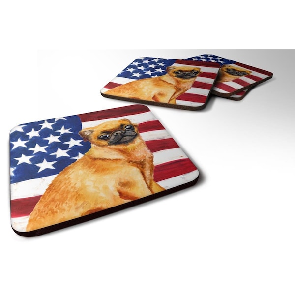 Carolines Treasures Small Brabant Griffon Patriotic Foam Coaster, 3.5 x 3.5 in., 4PK - BB9667FC