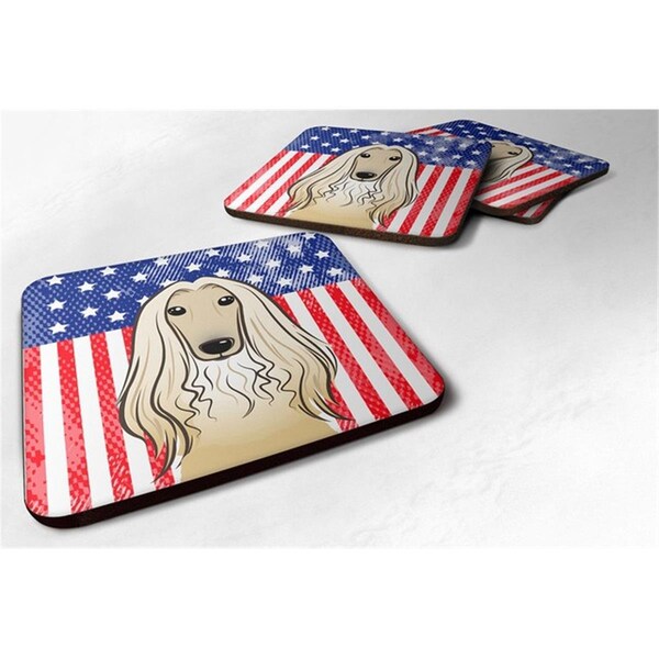 Carolines Treasures American Flag and Afghan Hound Foam Coaster, Set of 4 - BB2174FC