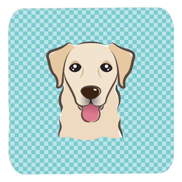 Carolines Treasures 3.5 x 3.5 In. Checkerboard Blue Golden Retriever Foam Coasters, 4PK - BB1190FC