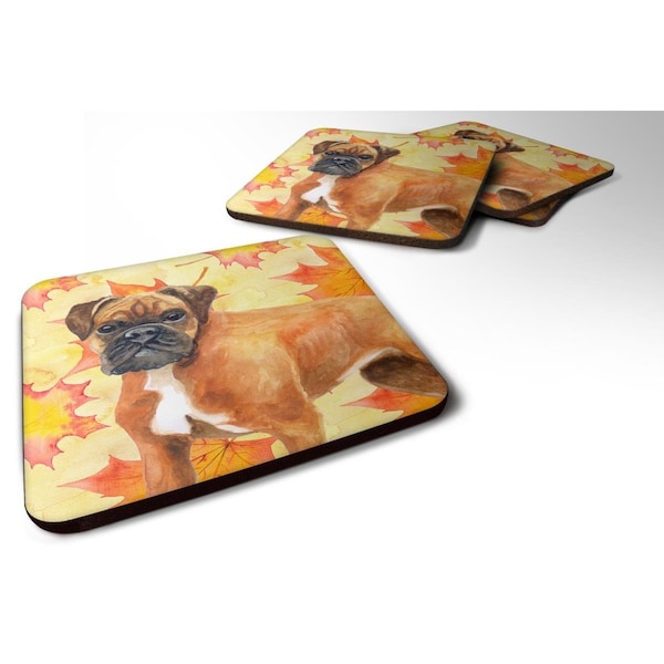 Carolines Treasures German Boxer Fall Foam Coaster, 3.5 x 3.5 in. - Set of 4 - BB9901FC