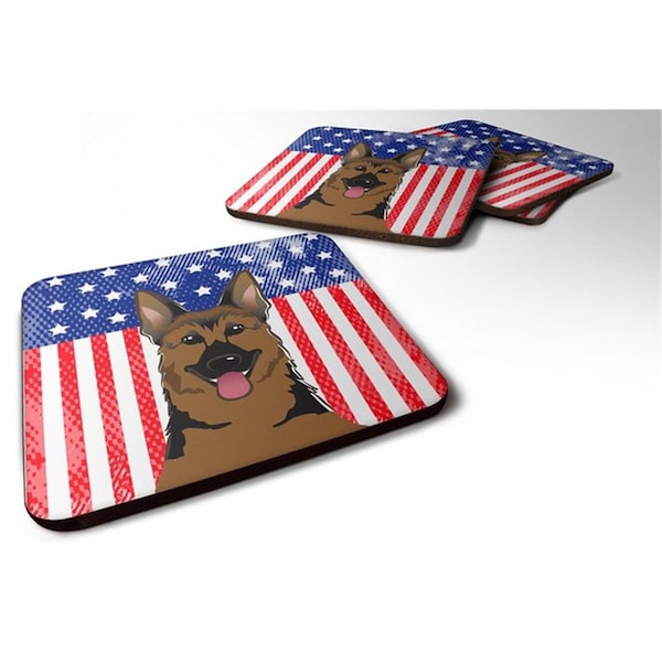 Carolines Treasures American Flag and German Shepherd Foam Coaster, Set of 4 - BB2141FC
