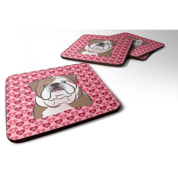 Carolines Treasures English Bulldog Hearts Foam Coasters - Set of 4 - BB5289FC
