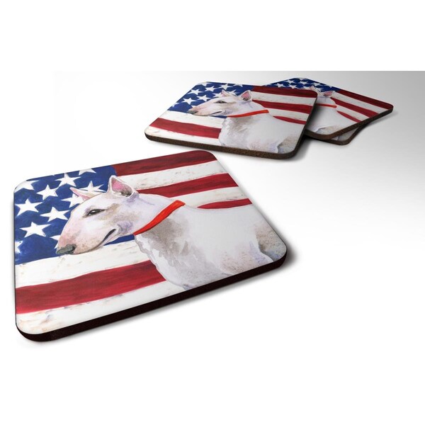 Carolines Treasures Bull Terrier Patriotic Foam Coaster, 3.5 x 3.5 in. - Set of 4 - BB9693FC