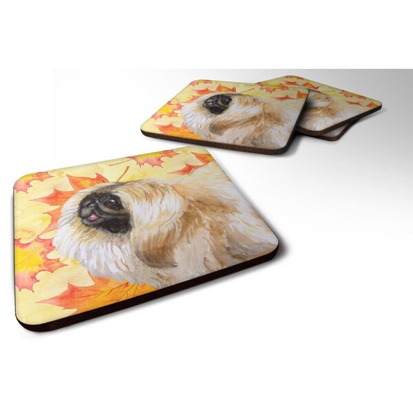 Carolines Treasures Pekingese Fall Foam Coaster, 3.5 x 3.5 in. - Set of 4 - BB9942FC
