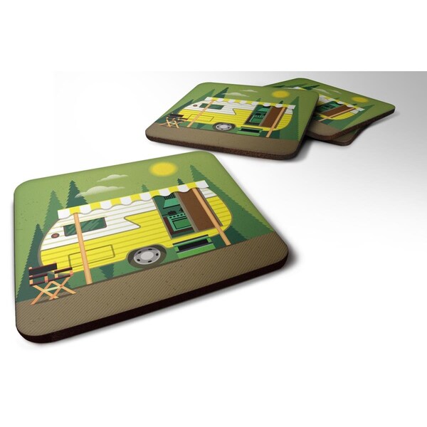 Carolines Treasures Greatest Adventure Retro Camper Foam Coasters - Set of 4 - BB5478FC