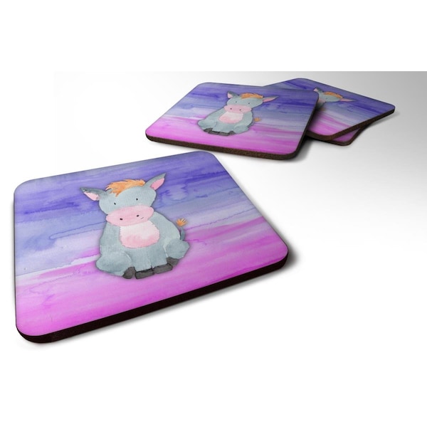 Carolines Treasures Donkey Watercolor Foam Coasters - Set of 4 - BB7415FC