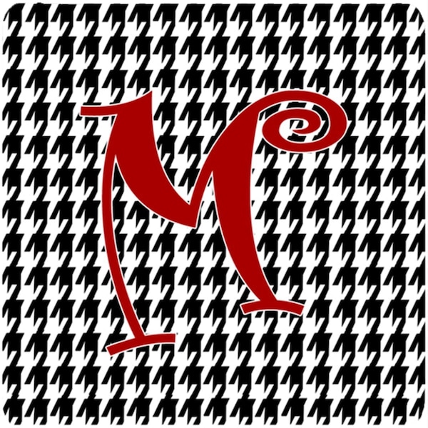 Carolines Treasures Set of 4 Monogram - Houndstooth Black Foam Coasters Initial Letter M - CJ1035-MFC
