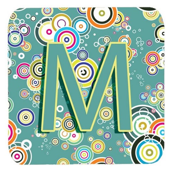 Carolines Treasures Letter M Circle Circle Teal Initial Alphabet Foam Coasters- Set of 4 - CJ2015-MFC