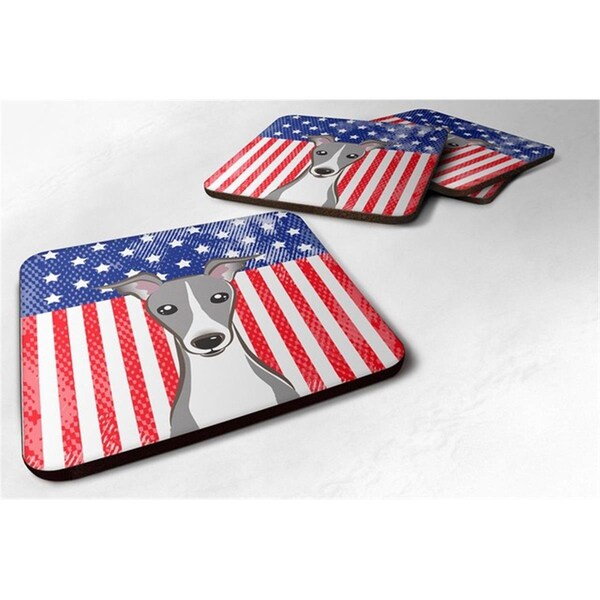 Carolines Treasures American Flag and Italian Greyhound Foam Coaster, Set of 4 - BB2166FC
