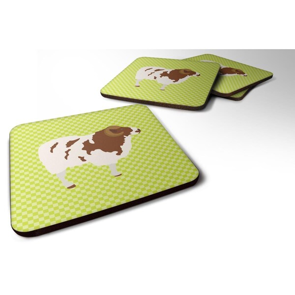 Carolines Treasures Jacob Sheep Green Foam Coaster, Set of 4 - BB7801FC