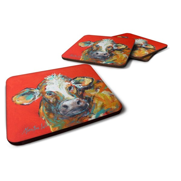 Carolines Treasures Cow Caught Red Handed Too Foam Coasters - Set of 4 - MW1319FC