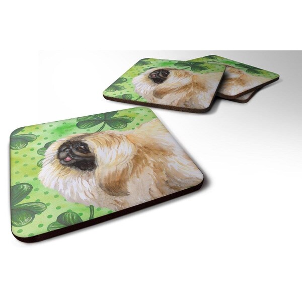 Carolines Treasures Pekingese St.Patricks Foam Coaster, 3.5 x 3.5 in. - Set of 4 - BB9855FC