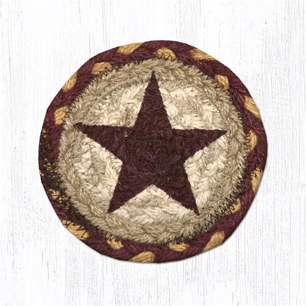 H2H 5 x 5 in Burgundy Star Printed Round Coaster - H2222043