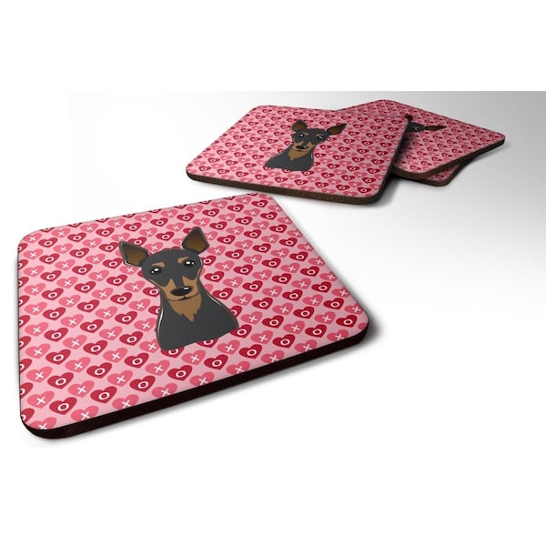 Carolines Treasures Min Pin Hearts Foam Coasters - Set of 4 - BB5310FC