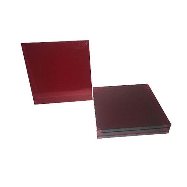R16 Home Furniture Lucite Red Coaster 4 Piece Set, 4PK - LC01-R