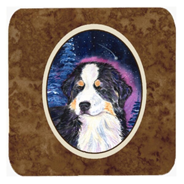 Carolines Treasures Starry Night Bernese Mountain Dog Foam Coasters- 3.5 x 3.5 In., 4PK - SS8446FC