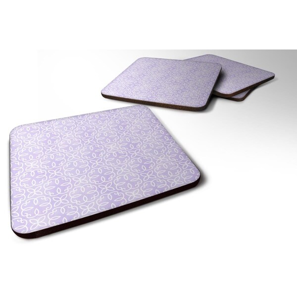 Carolines Treasures Gemoetric Circles on Purple Watercolor Foam Coaster, Set of 4 - BB7494FC