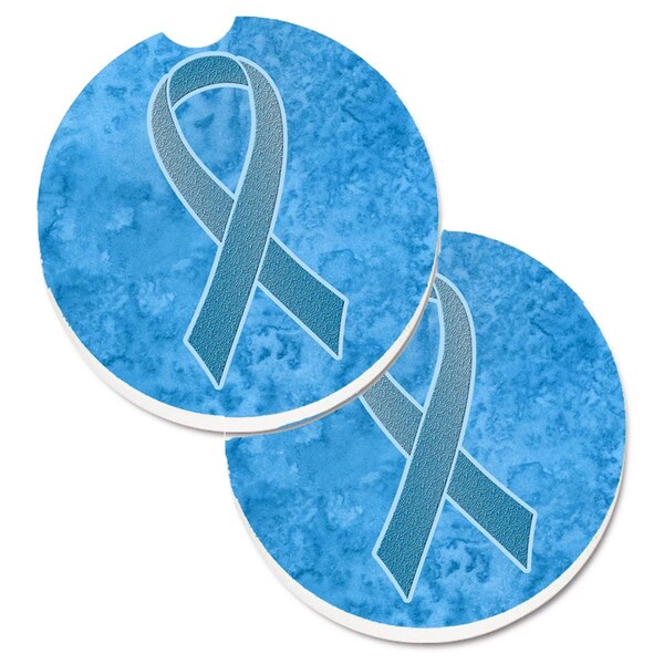 Carolines Treasures Blue Ribbon for Prostate Cancer Awareness Cup Holder Car Coaster, 2PK - AN1206CARC
