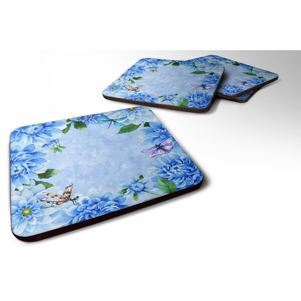 Carolines Treasures Blue Dahlias Foam Coasters - Set of 4 - CK1705FC