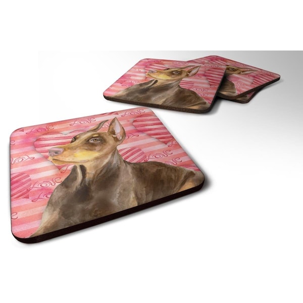 Carolines Treasures Doberman Pinscher Love Foam Coaster - Set of 4 - BB9796FC
