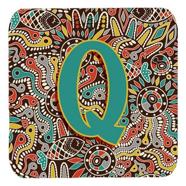 Carolines Treasures Letter Q Retro Tribal Alphabet Initial Foam Coasters- Set of 4 - CJ2013-QFC