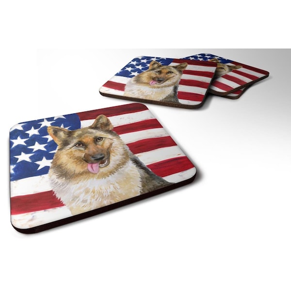 Carolines Treasures German Shepherd Patriotic Foam Coaster, 3.5 x 3.5 in. - Set of 4 - BB9654FC