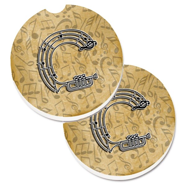 Carolines Treasures Letter C Musical Instrument Alphabet Cup Holder Car Coaster, 2PK - CJ2004-CCARC