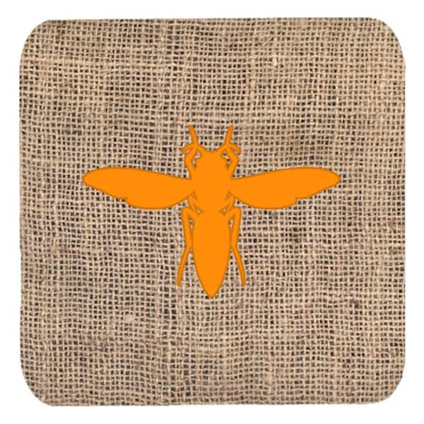 Carolines Treasures Yellow Jacket Burlap And Orange Foam Coasters, 3.5 x 3.5 in., 4PK - BB1053-BL-OR-FC