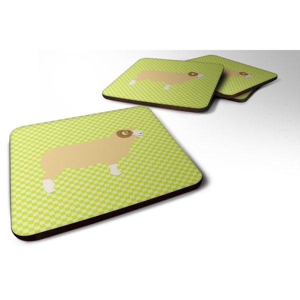 Carolines Treasures Horned Dorset Sheep Green Foam Coaster, Set of 4 - BB7806FC
