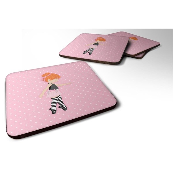 Carolines Treasures Ballerina Red Head Releve Foam Coaster, Set of 4 - BB5168FC