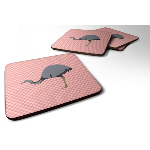Carolines Treasures Rhea Pink Check Foam Coaster, Set of 4 - BB7923FC