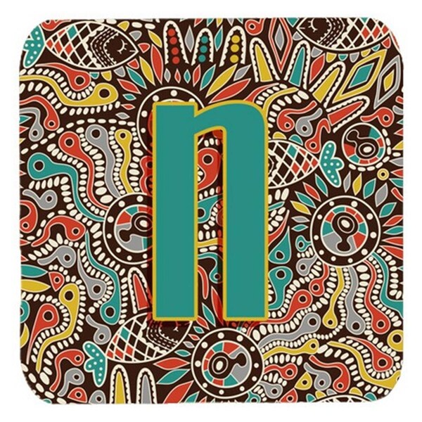 Carolines Treasures Letter N Retro Tribal Alphabet Initial Foam Coasters- Set of 4 - CJ2013-NFC