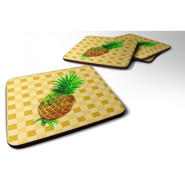 Carolines Treasures Whole Pineapple on Basketweave Foam Coasters - Set of 4 - BB7246FC