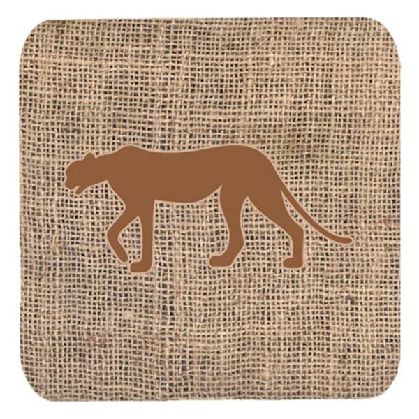 Carolines Treasures Leopard Burlap And Brown Foam Coasters- Set of 4 - BB1004-BL-BN-FC