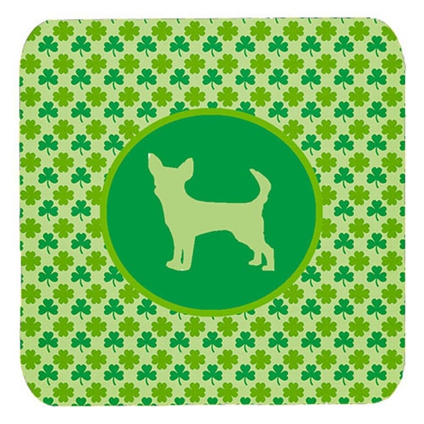 Carolines Treasures Chihuahua Lucky Shamrock Foam Coasters- Set of 4 - SDK1086-C-FC