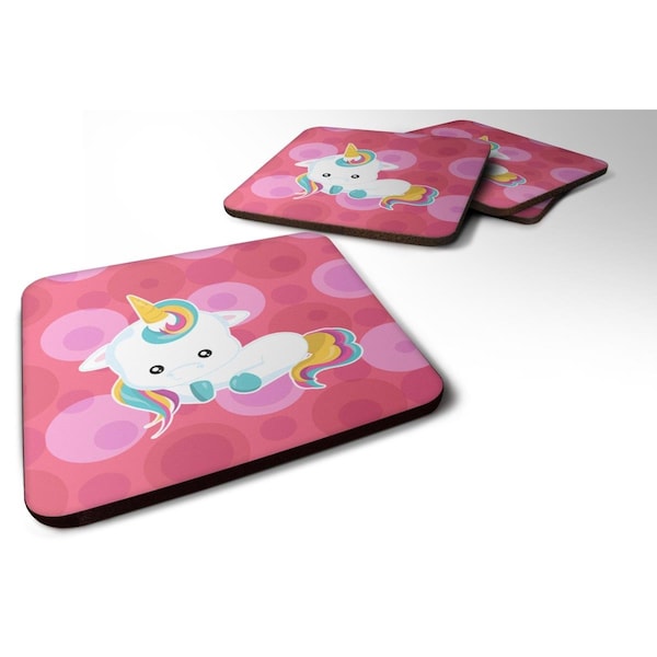 Carolines Treasures Polkadots Unicorn Foam Coasters - Set of 4 - BB6810FC