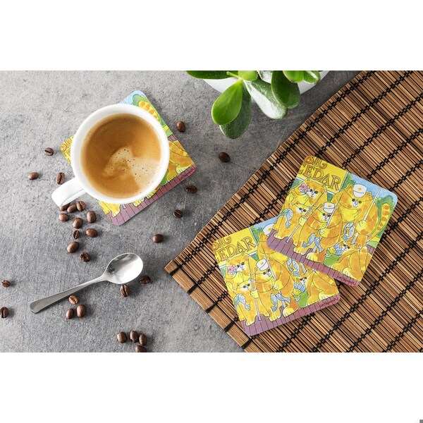 Carolines Treasures Orange Tabby Fishing Cats Foam Coasters - Set 4 - 6106FC