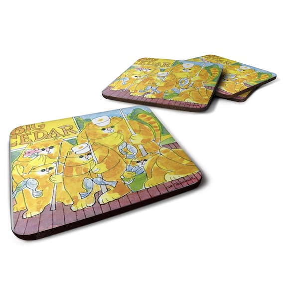 Carolines Treasures Orange Tabby Fishing Cats Foam Coasters - Set 4 - 6106FC