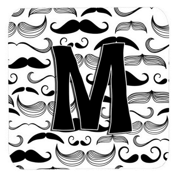 Carolines Treasures Letter M Moustache Initial Foam Coasters- Set of 4 - CJ2009-MFC