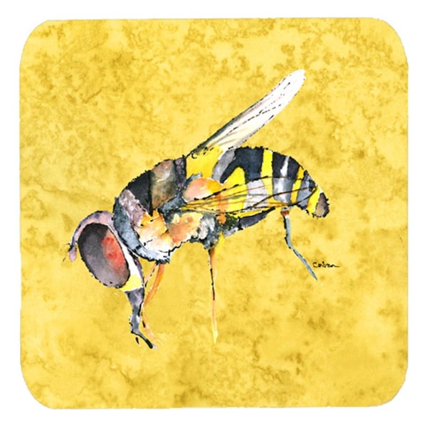 Carolines Treasures Bee On Yellow Foam Coasters- Set of 4 - 8851FC