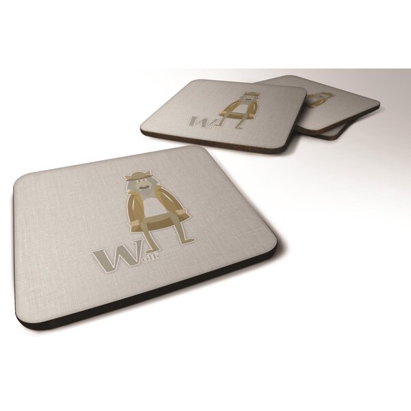 Carolines Treasures Alphabet W For Wolf Foam Coasters - Set of 4 - BB5748FC