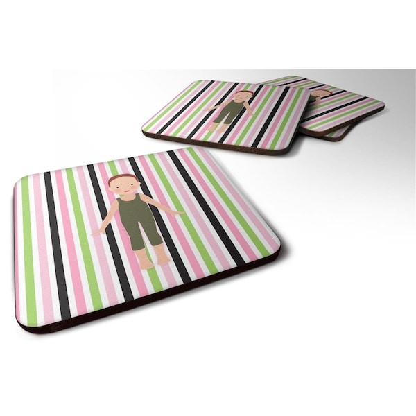 Carolines Treasures Dancer Bikatard Flexed Hands Foam Coaster, Set of 4 - BB5183FC
