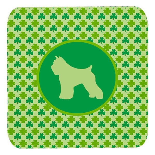 Carolines Treasures Bouvier Des Flandres Lucky Shamrock Foam Coasters- Set of 4 - SDK1120-C-FC