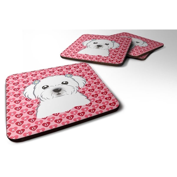Carolines Treasures Maltese Hearts Foam Coasters - Set of 4 - BB5278FC