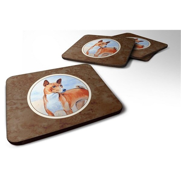 Carolines Treasures Red and White Basenji Foam Coaster, Set of 4 - 7223FC