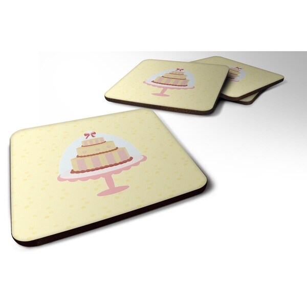 Carolines Treasures 3 Tier Cake on Yellow Foam Coasters - Set of 4 - BB7290FC