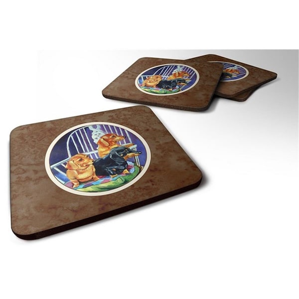 Carolines Treasures Dachshund Two Red and a Black and Tan Foam Coaster, Set of 4 - 7025FC