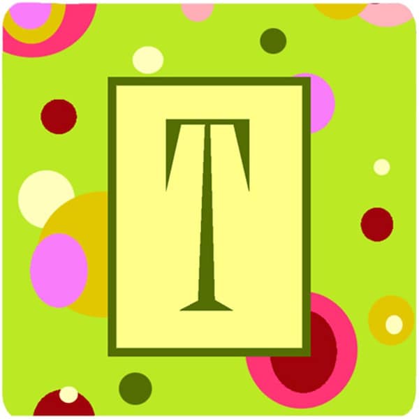 Carolines Treasures Monogram - Green Foam Coasters Initial Letter T- Set of 4 - CJ1010-TFC