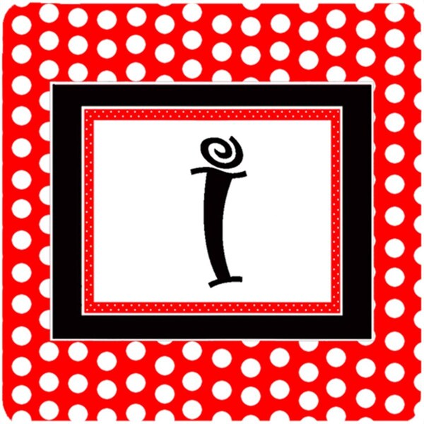Carolines Treasures Monogram - Red Black Polka Dots Foam Coasters Initial Letter I, 4PK - CJ1012-IFC