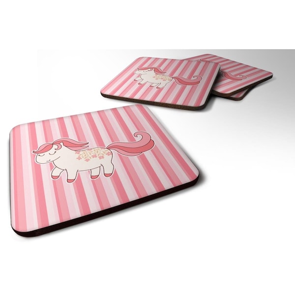 Carolines Treasures Little Pink Pony Foam Coasters - Set of 4 - BB7060FC